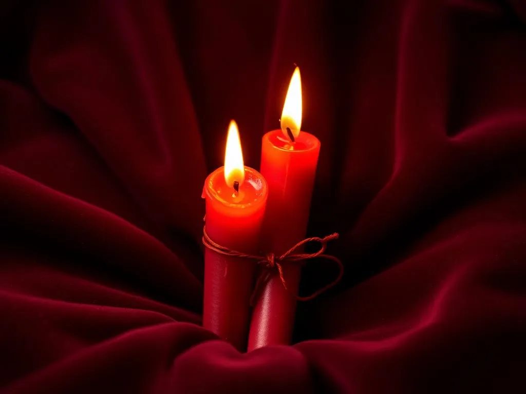 Velas acesas em ritual de amarração amorosa